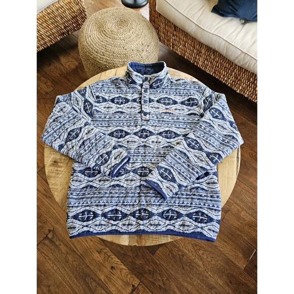 Orvis Quilted Snap Sweatshirt Sweater Pullover Aztec Blue Womens L Logo Unisex - Picture 3 of 10
